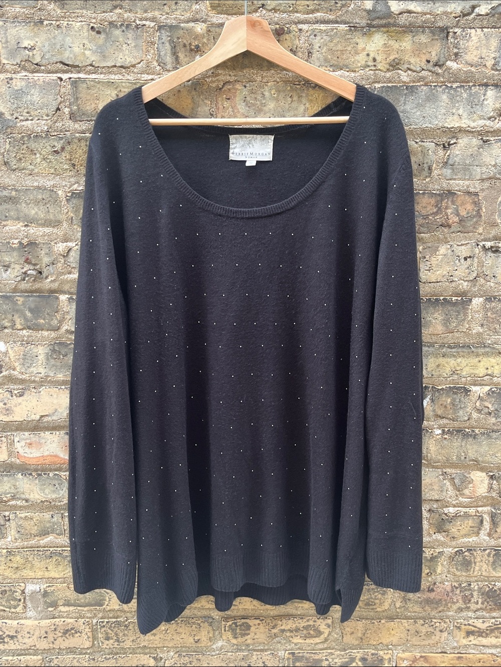 Debbie Morgan Black Scoop Neck Embellished Sweater Size 3X